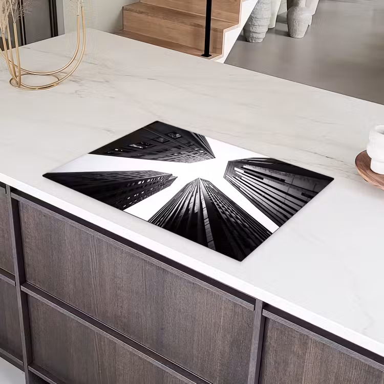 Gebouwen - Lucht - Zwart Inductie beschermer vinyl 3mm klein -sfeer8