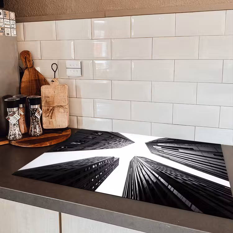 Gebouwen - Lucht - Zwart Inductie beschermer vinyl 3mm klein -sfeer3