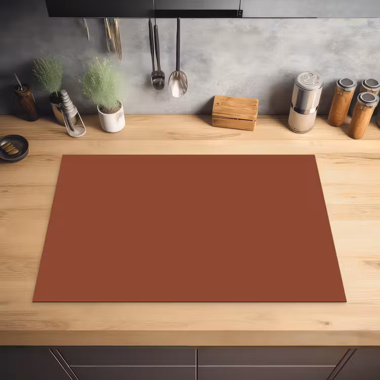 Burnt - Mahogany - Terracotta Inductie beschermer vinyl 3mm klein 276 -sfeer5