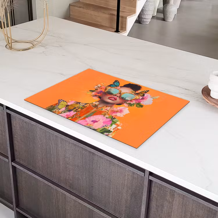 Vlinders - Vrouw - Zonnebril - Kleurrijk Inductie beschermer vinyl 3mm klein -sfeer8