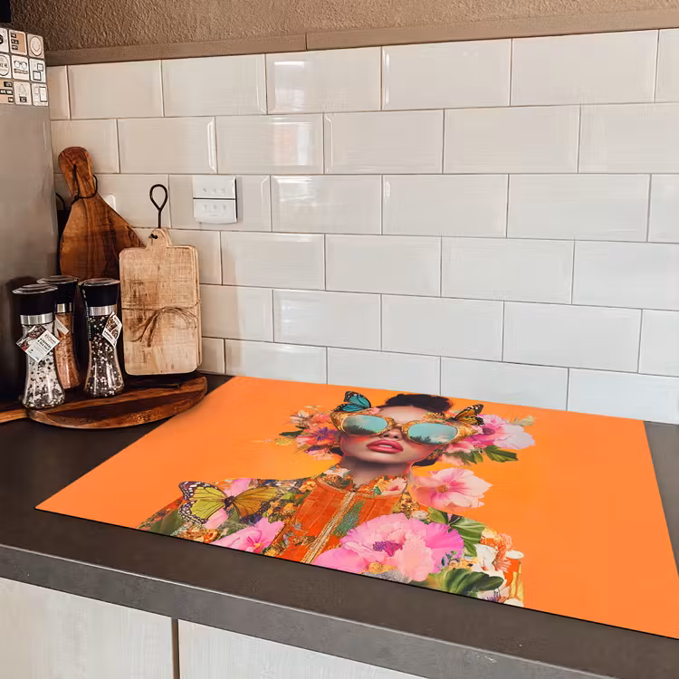 Vlinders - Vrouw - Zonnebril - Kleurrijk Inductie beschermer vinyl 3mm klein -sfeer3