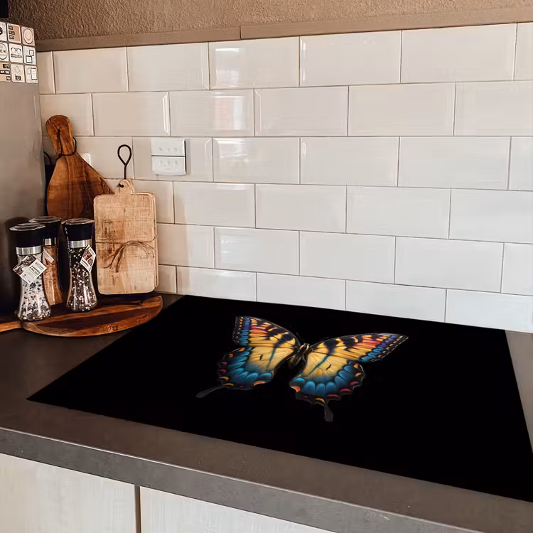 Vlinder - Kleurrijk - Speels Inductie beschermer vinyl 3mm klein -sfeer3