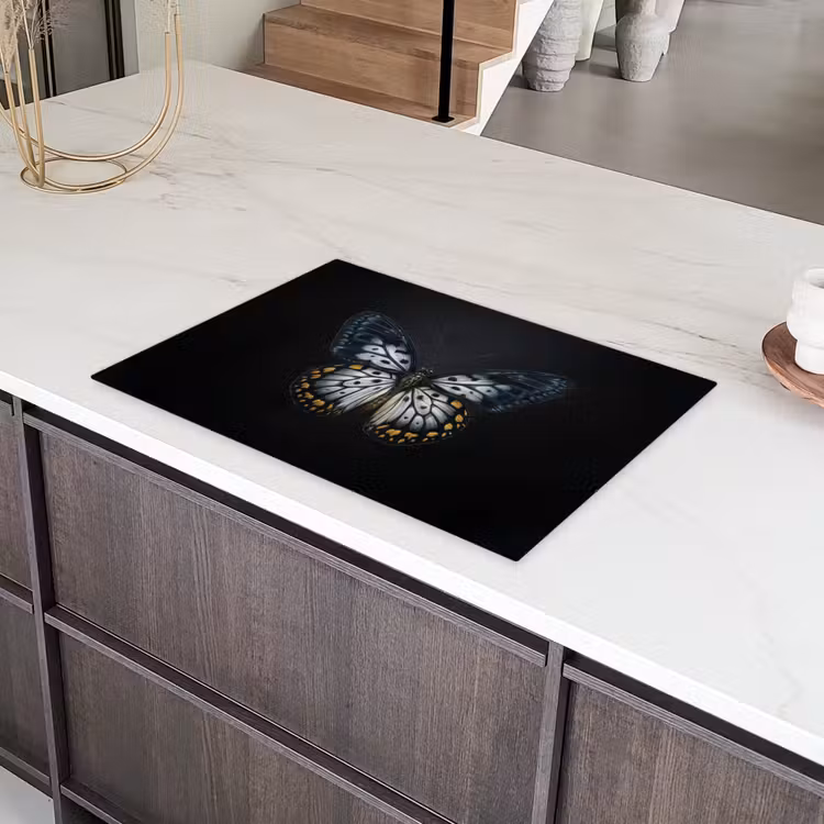 Vlinder - Monochroom - Balans Inductie beschermer vinyl 3mm klein -sfeer8