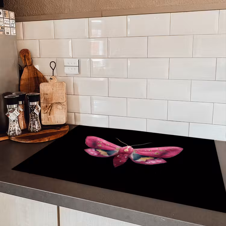 Vlinder - Roze - Nachtvlinder Inductie beschermer vinyl 3mm klein -sfeer3