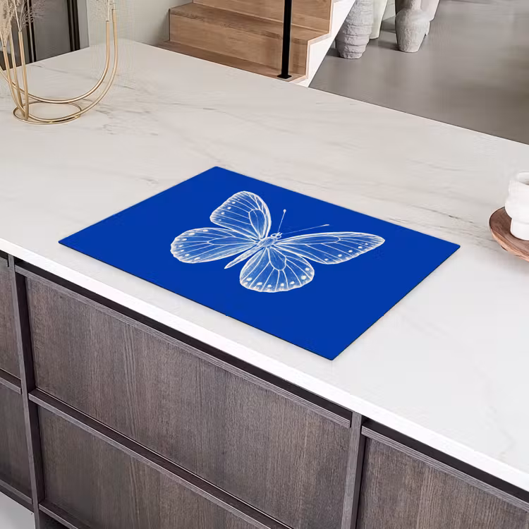 Vlinder - Wit - Getekend - Stippen Inductie beschermer vinyl 3mm klein -sfeer8