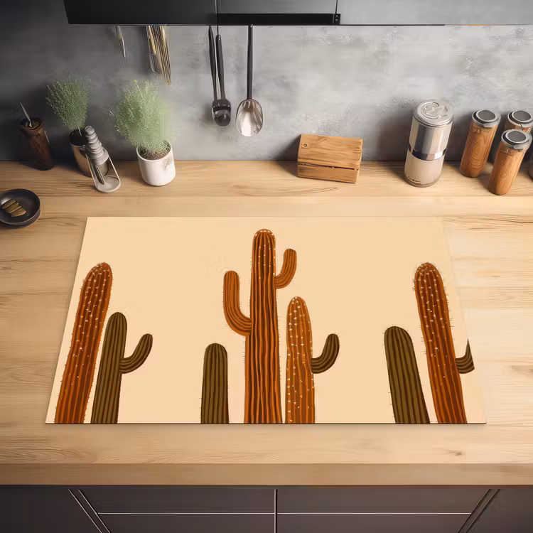 Cactus - Woestijn - Zand - Bruin Inductie beschermer vinyl 3mm klein -sfeer5