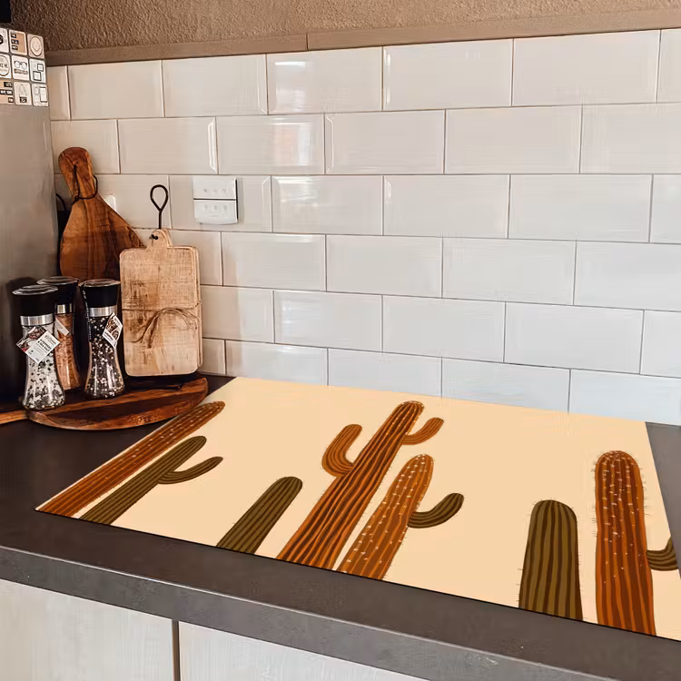 Cactus - Woestijn - Zand - Bruin Inductie beschermer vinyl 3mm klein -sfeer3
