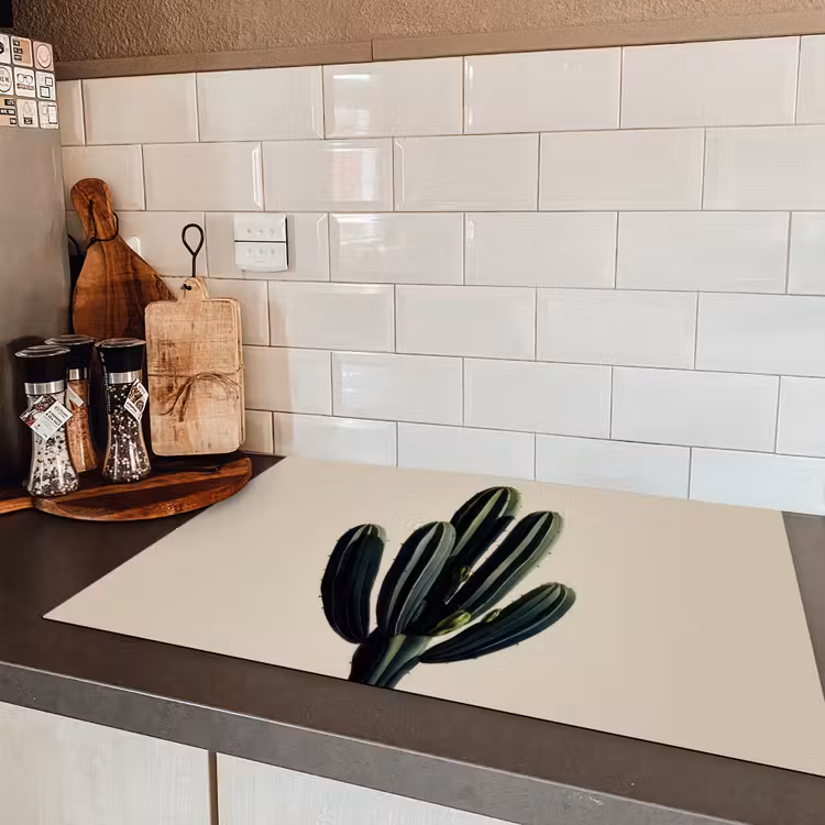 Cactus - Subtiel - Groen Inductie beschermer vinyl 3mm klein -sfeer3
