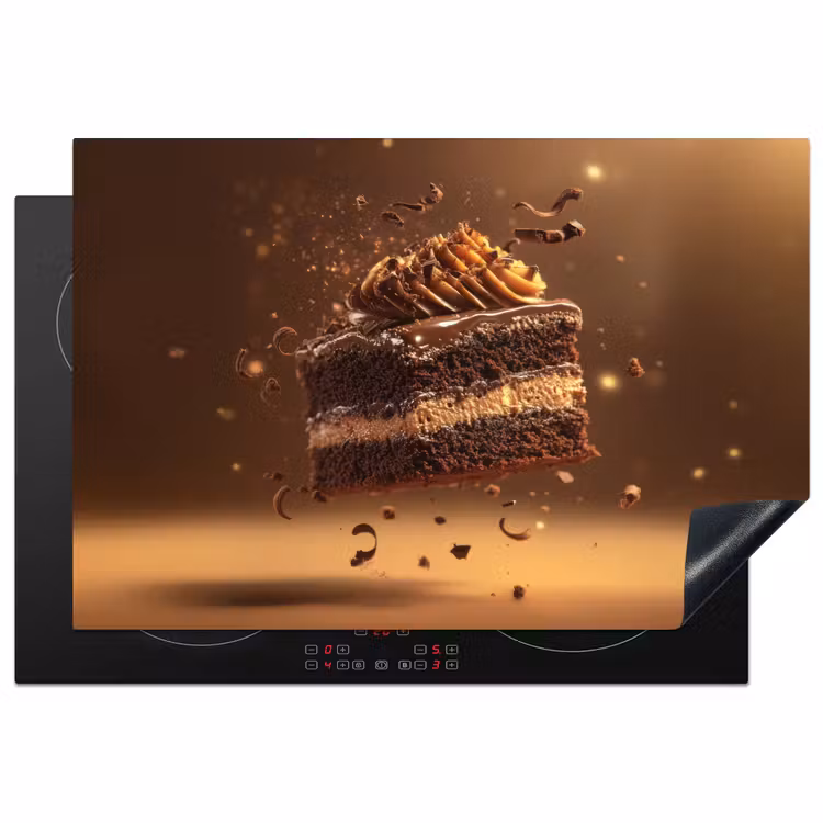 Taart - Chocolade - Eten - Brownie Inductie beschermer vinyl 3mm klein -3d