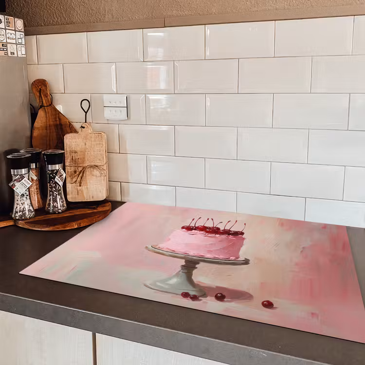 Taart - Pink - Cherry Inductie beschermer vinyl 3mm klein -sfeer3