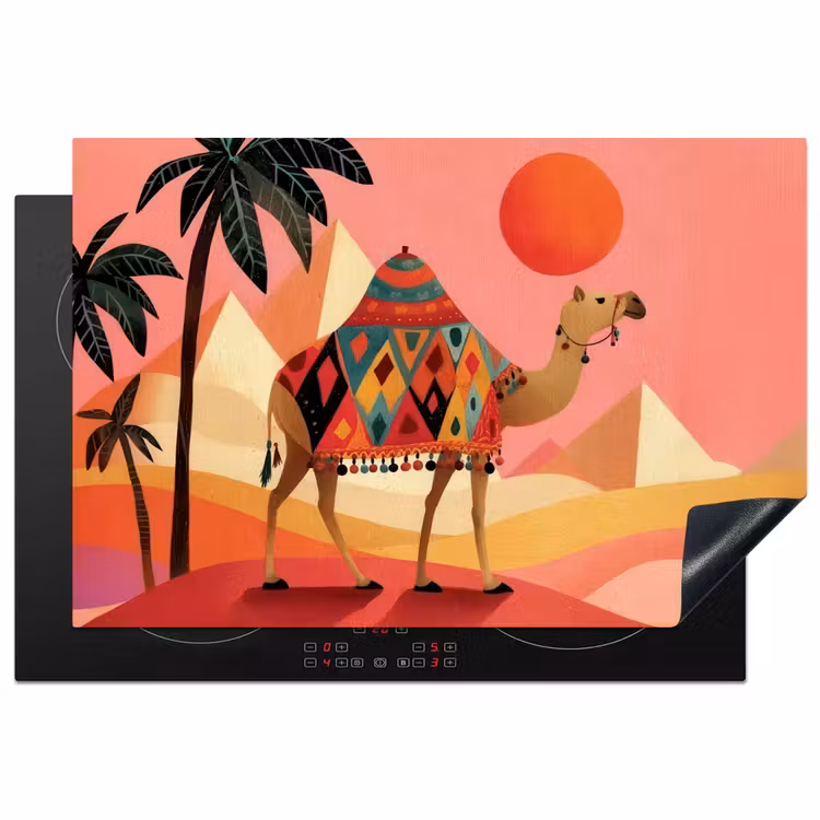 Kameel - Pyramides - Rode zon Inductie beschermer vinyl 3mm klein -3d
