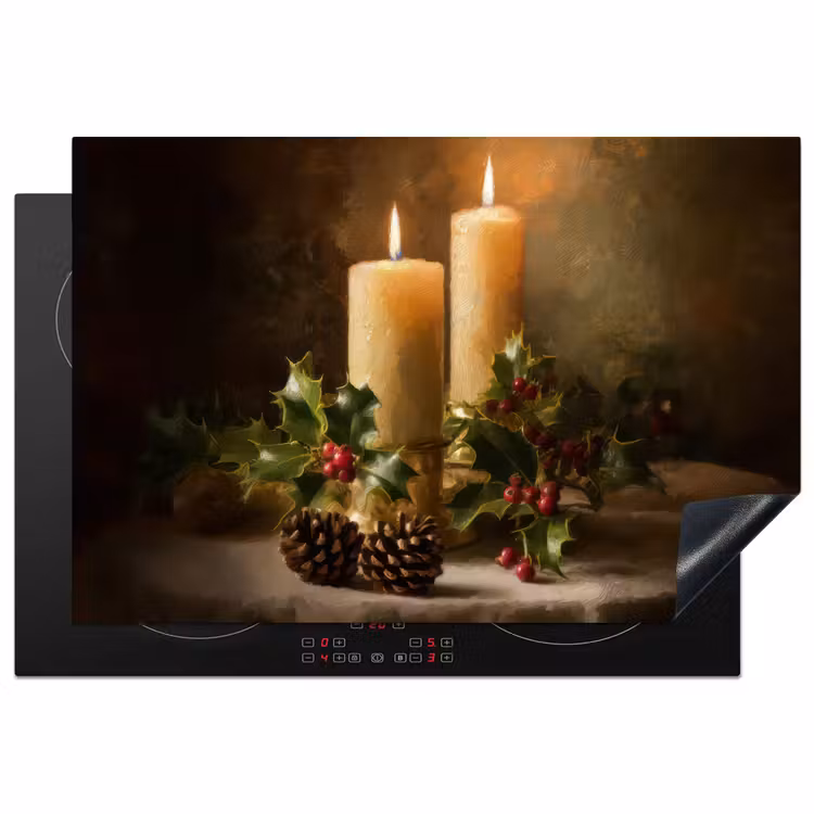 Kaarslicht - Kerst - Veelkleurig Inductie beschermer vinyl 3mm klein -3d