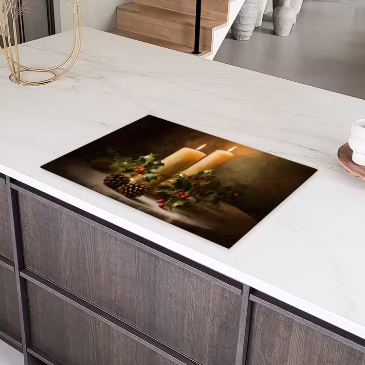 Kaarslicht - Kerst - Veelkleurig Inductie beschermer vinyl 3mm klein -sfeer8