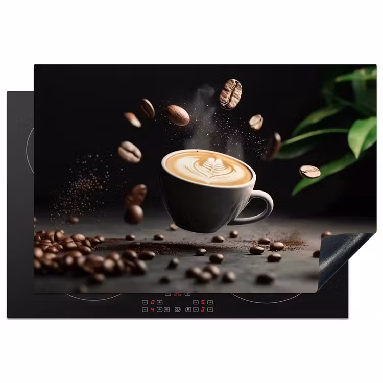 Cappuccino - Kop - Bonen - Bruin Inductie beschermer vinyl 3mm klein -3d