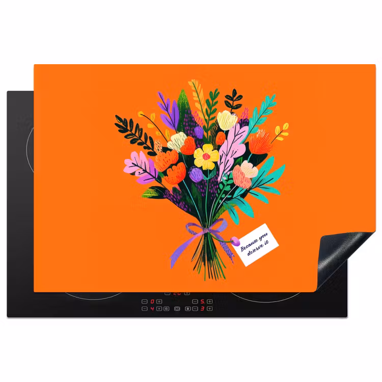 Kaartje - Boeket - Bloemen Inductie beschermer vinyl 3mm klein -3d