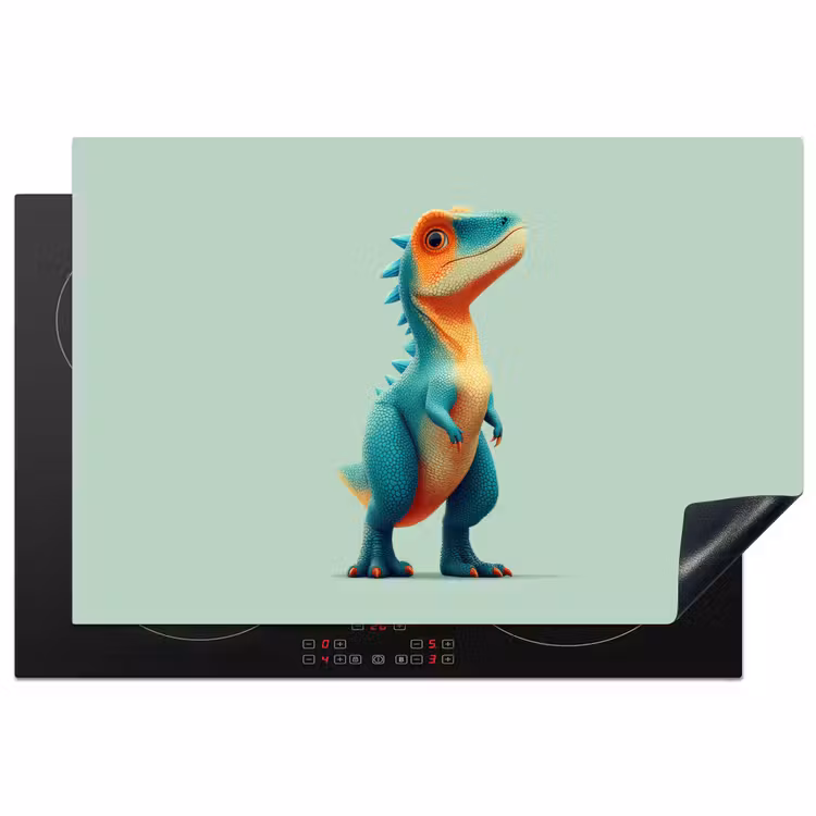 Cartoon - Dino - Oranje - Stekels Inductie beschermer vinyl 3mm klein -3d