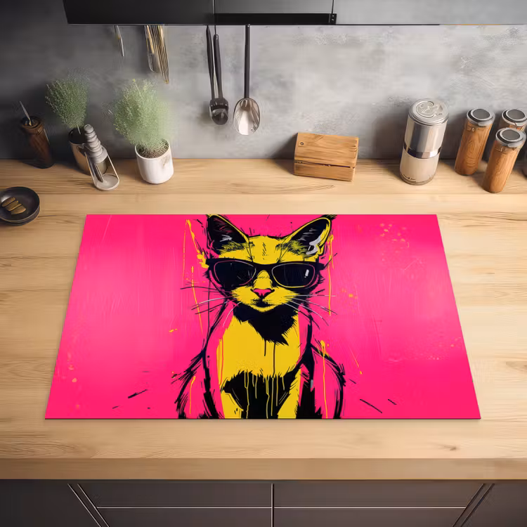 Kat - Art - Zonnebril - Roze Inductie beschermer vinyl 3mm klein -sfeer5