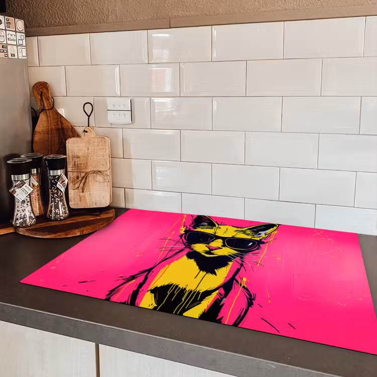 Kat - Art - Zonnebril - Roze Inductie beschermer vinyl 3mm klein -sfeer3