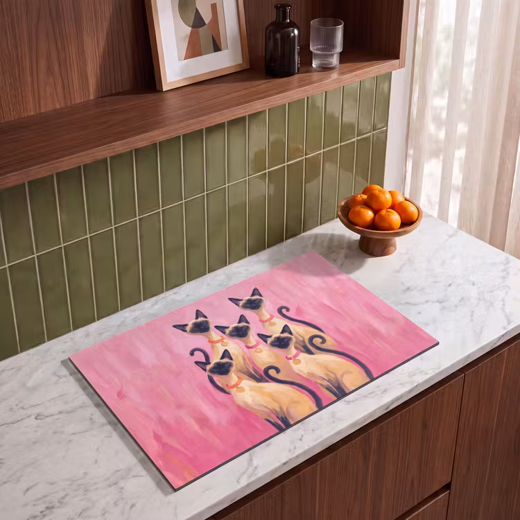 Kat - Groep - Dieren - Modern - Roze Inductie beschermer vinyl 3mm klein -sfeer8