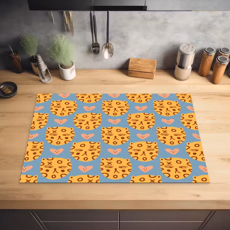 Kattenkoppen - Cirkels - Hartjes - Blauw Inductie beschermer vinyl 3mm klein 276 -sfeer5