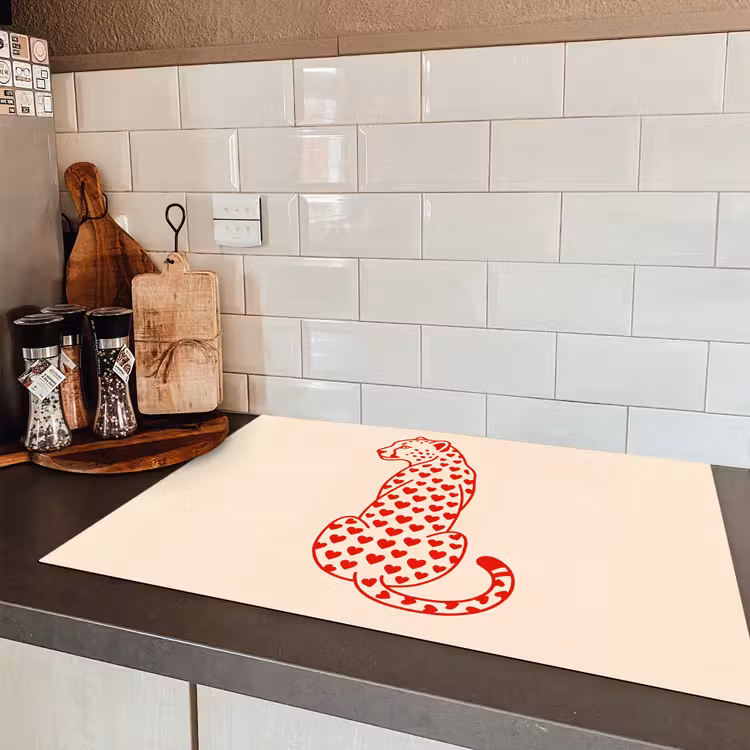 Kat - Harten - Dieren - Modern - Rood Inductie beschermer vinyl 3mm klein -sfeer3