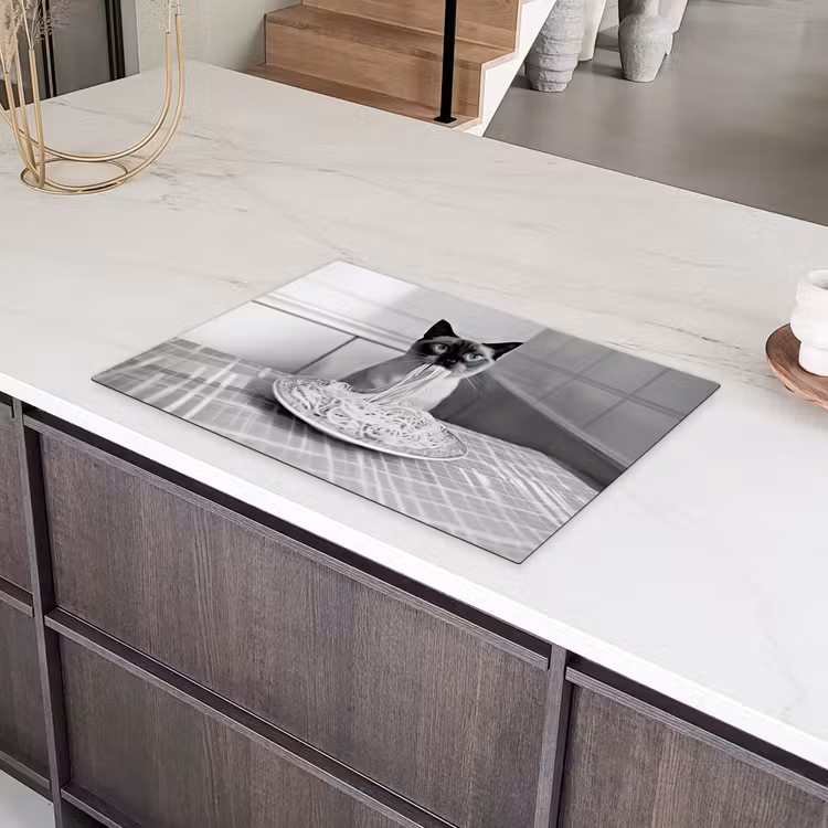 Kat - Siamees - Zwart Wit - Schattig - Dieren Inductie beschermer vinyl 3mm klein -sfeer8