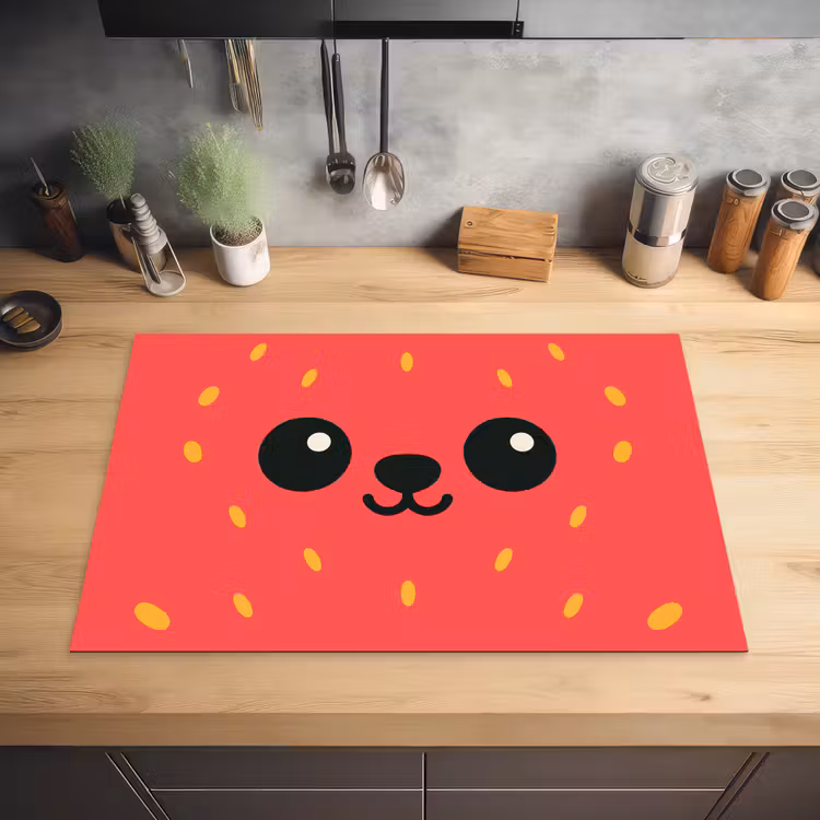 Kat - Aardbei - Cartoon Inductie beschermer vinyl 3mm klein -sfeer5