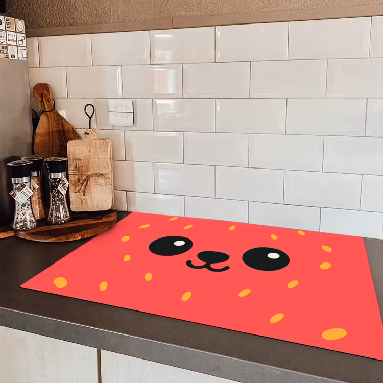 Kat - Aardbei - Cartoon Inductie beschermer vinyl 3mm klein -sfeer3