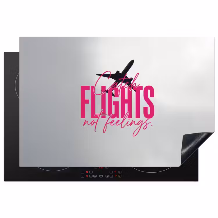 Catch flights not feelings - Vliegtuig - Roze Inductie beschermer vinyl 3mm klein -3d