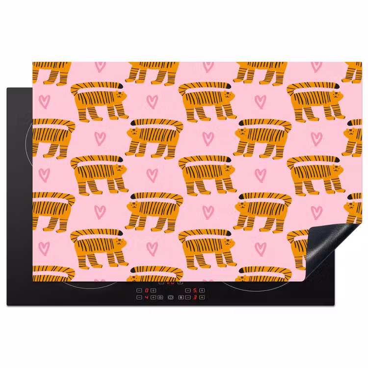 Katten - Roze - Hartjes Inductie beschermer vinyl 3mm klein 276 -3d