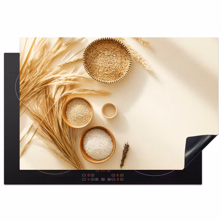 Granen - Hout - Kom - Beige Inductie beschermer vinyl 3mm klein -3d