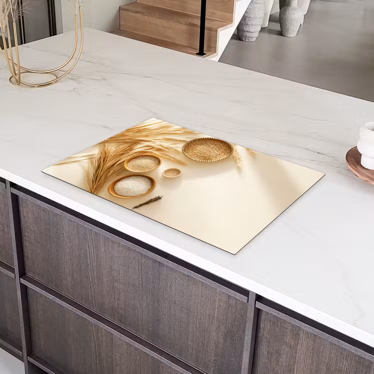 Granen - Hout - Kom - Beige Inductie beschermer vinyl 3mm klein -sfeer8