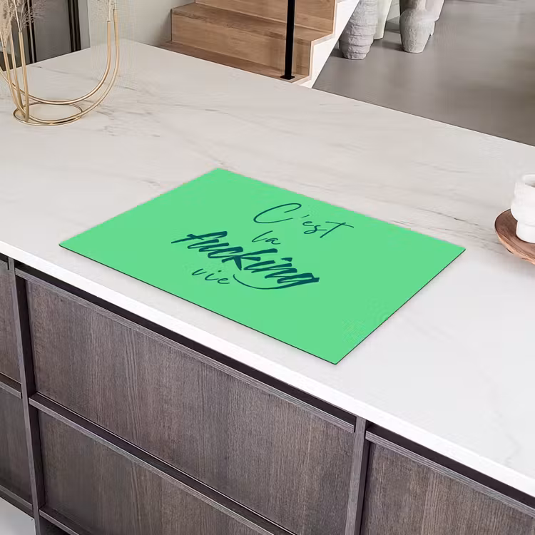 c'est la fucking vie - Groen - Penseelstijl Inductie beschermer vinyl 3mm klein -sfeer8