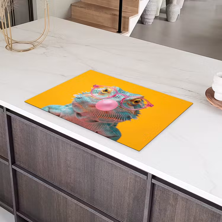 Kameleon - Kauwgom - Kleurrijk Inductie beschermer vinyl 3mm klein -sfeer8