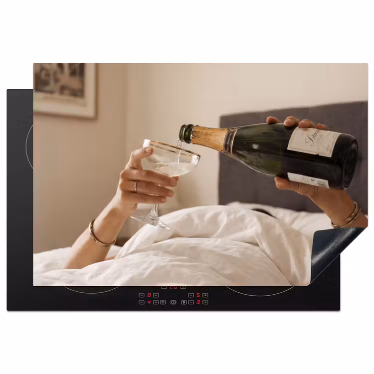 Champagne - Bed - Bubbels Inductie beschermer vinyl 3mm klein -3d