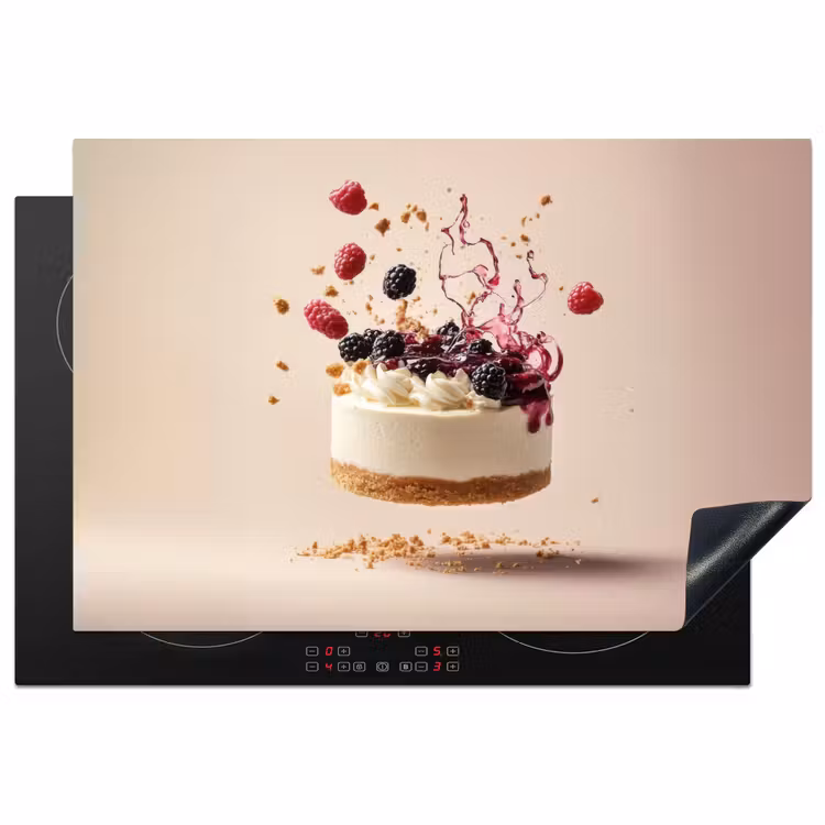 Cheesecake - Eten - Roze - Taart Inductie beschermer vinyl 3mm klein -3d