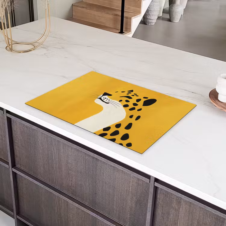 Cheetah - Illustratie - Geel Inductie beschermer vinyl 3mm klein -sfeer8