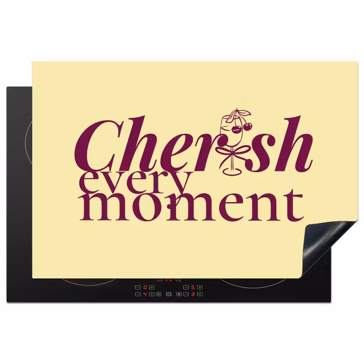 Cherish every moment - Cocktailglas - Geel Inductie beschermer vinyl 3mm klein -3d