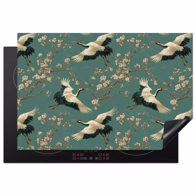 Kersenbloesem - Kraamvogels - Groen Inductie beschermer vinyl 3mm klein 276 -3d