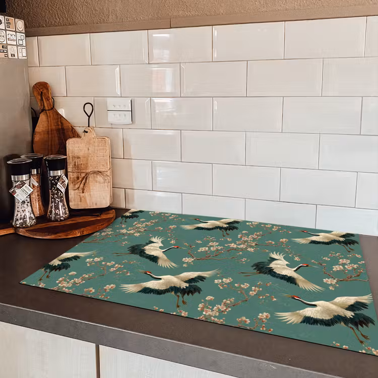 Kersenbloesem - Kraamvogels - Groen Inductie beschermer vinyl 3mm klein 276 -sfeer3