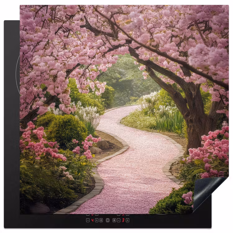Kersenbloesem - Natuur - Sakura - Pad - Japanse tuin Inductie beschermer vinyl 3mm middel -3d