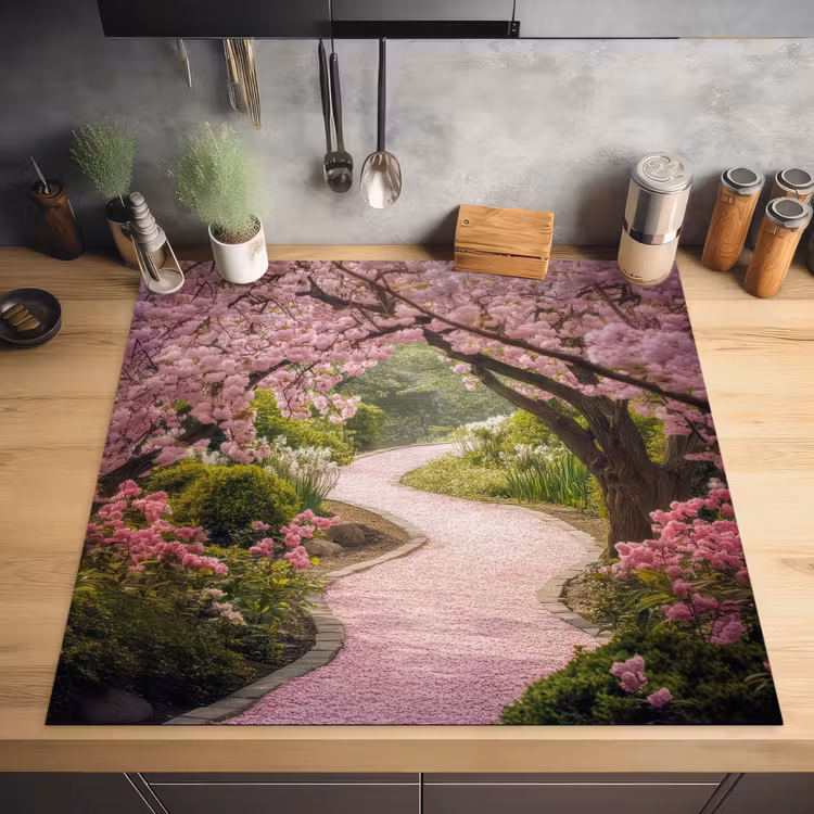 Kersenbloesem - Natuur - Sakura - Pad - Japanse tuin Inductie beschermer vinyl 3mm middel -sfeer5