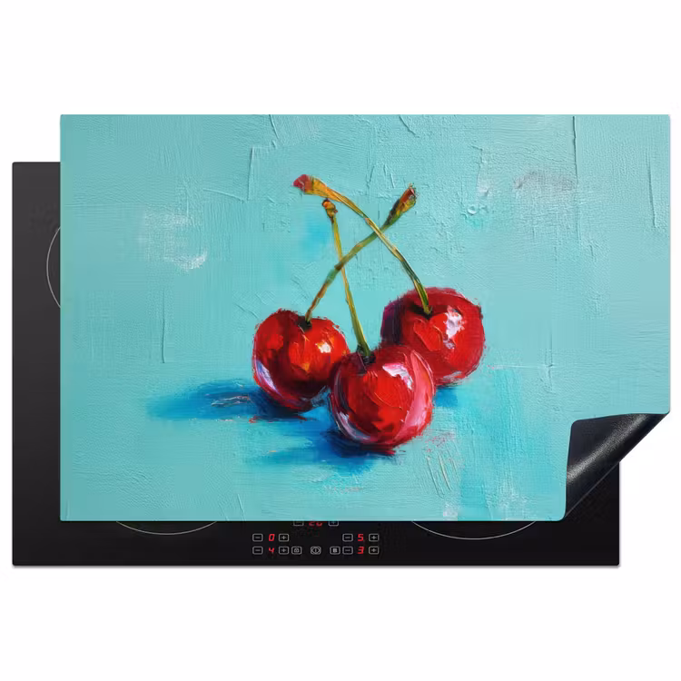 Kersen - Rood - Drie - Geverfd Inductie beschermer vinyl 3mm klein -3d