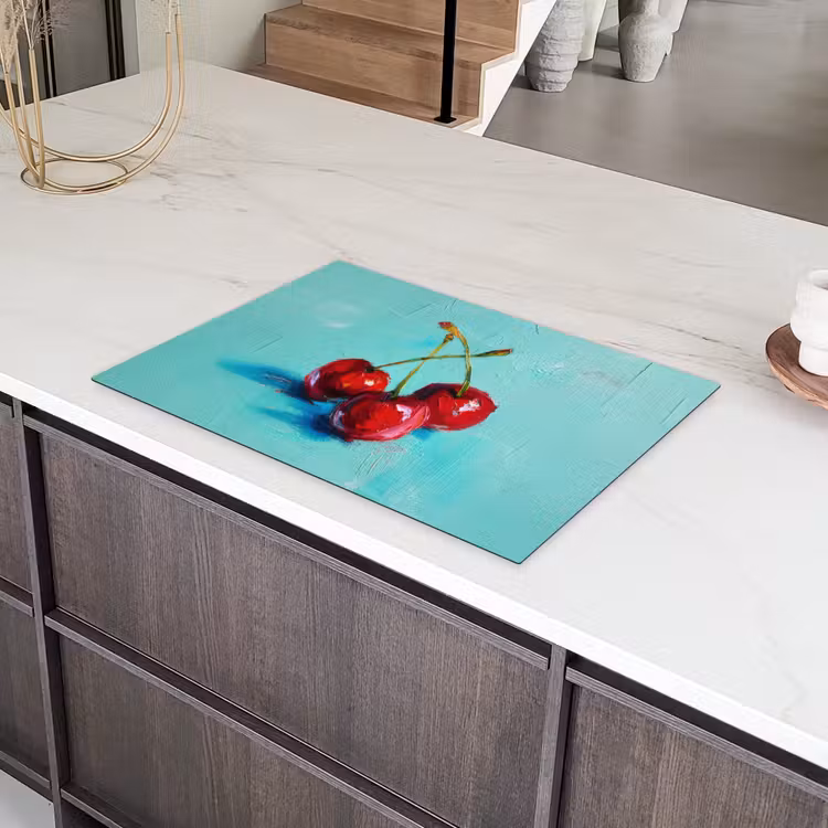 Kersen - Rood - Drie - Geverfd Inductie beschermer vinyl 3mm klein -sfeer8