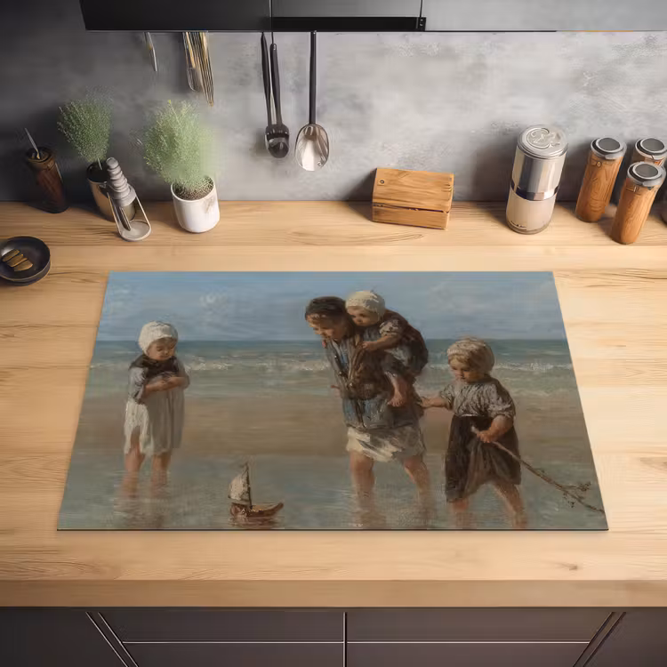 Kinderen der zee - Schilderij van Jozef Israëls Inductie beschermer vinyl 3mm klein -sfeer5