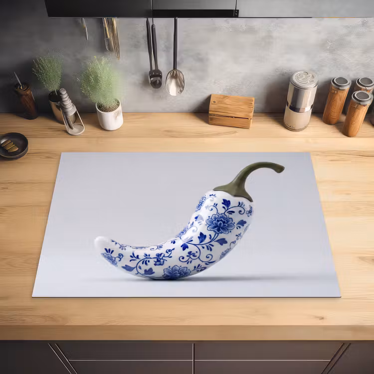 Chilipeper - Keramiek - Blauw Inductie beschermer vinyl 3mm klein -sfeer5