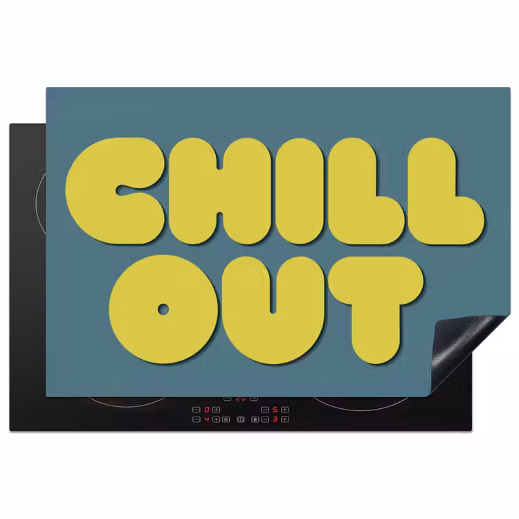 Chill out - Geel - Blauw Inductie beschermer vinyl 3mm klein -3d