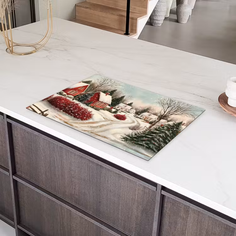 Kerstsfeer - Landelijk - Rood Inductie beschermer vinyl 3mm klein -sfeer8