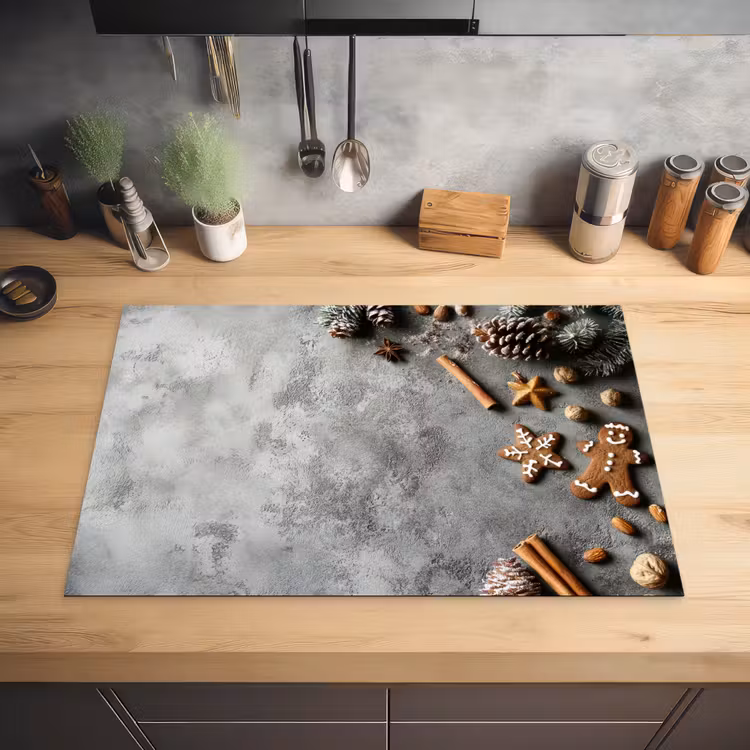 Kerst - Bakken - Grijs - Landelijk Inductie beschermer vinyl 3mm klein -sfeer5