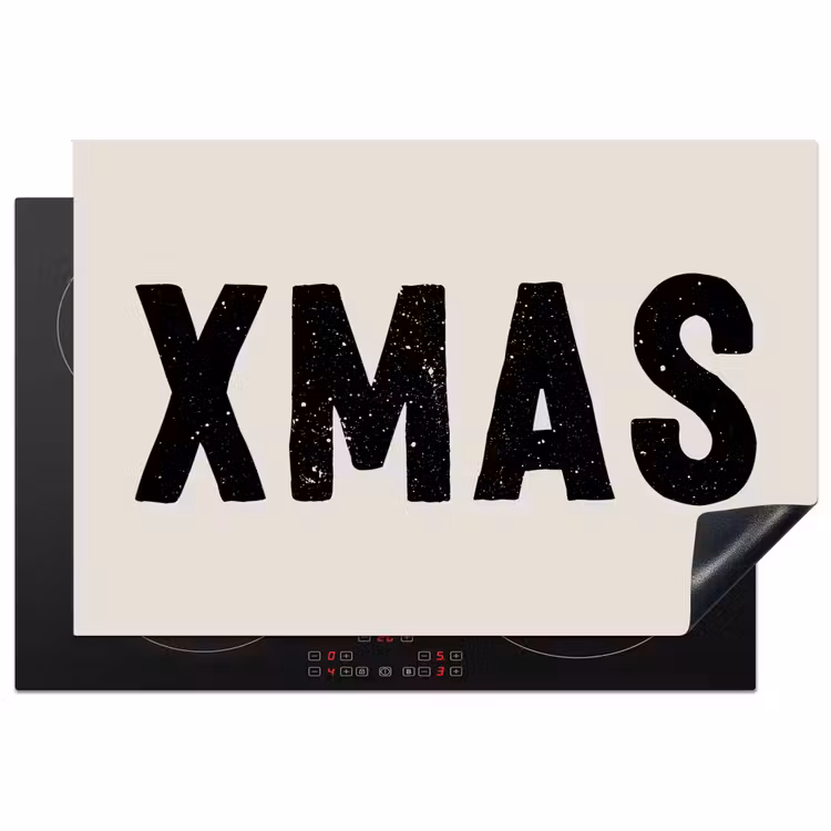 Kerst - Beige - Quotes - Xmas - Feestdagen Inductie beschermer vinyl 3mm klein -3d